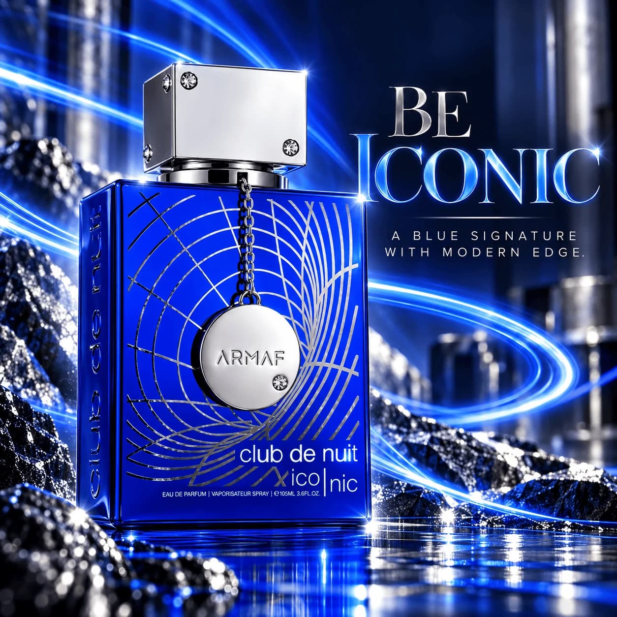 ARMAF Club de Nuit Blue Iconic Eau de Parfum Spray for Men, 3.4 fl oz / 100ml, Fresh Citrus Mint Spicy Woody Fragrance for Daily Wear, Work, Dates & Travel, Single Bottle