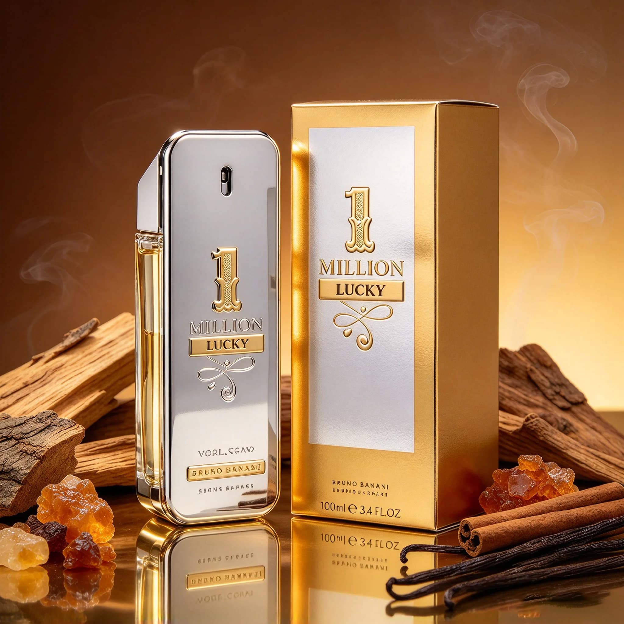 Rabanne 1 Million Lucky Eau de Toilette Spray – Warm Woody Aromatic & Sweet Gourmand Scent, Hazelnut, Plum & Cedarwood, Long-Lasting Designer Fragrance, Perfect Gift, 3.4 fl oz / 100 ml