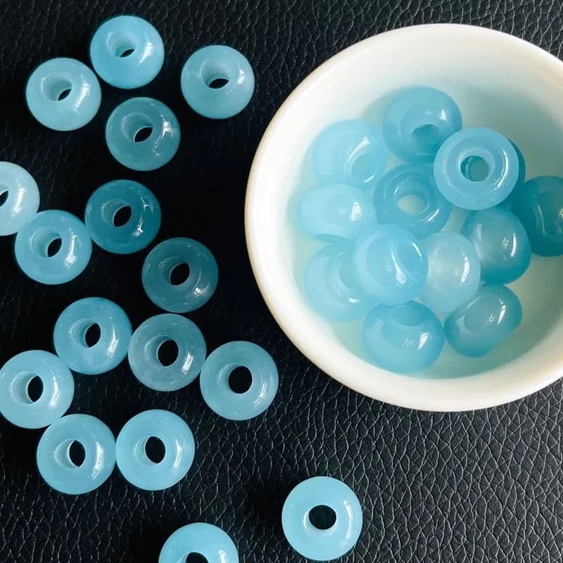 10pc Natural Sea Blue Treasure Large Hole Beads DIY Bracelet Earring Charm Jadeite Jewellery Fashion Amulet Gifts for…