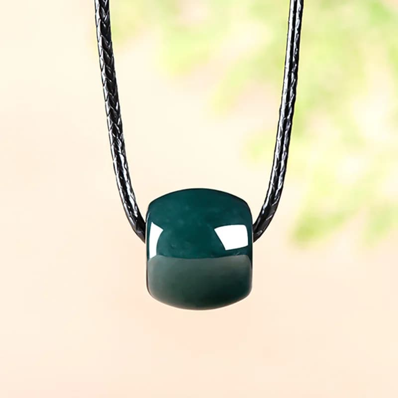 Natural Myanmar Emerald Deep Blue Water Road Connection Bead Pendant Necklace Carved Jadeite Jewelry Amulet Gifts…