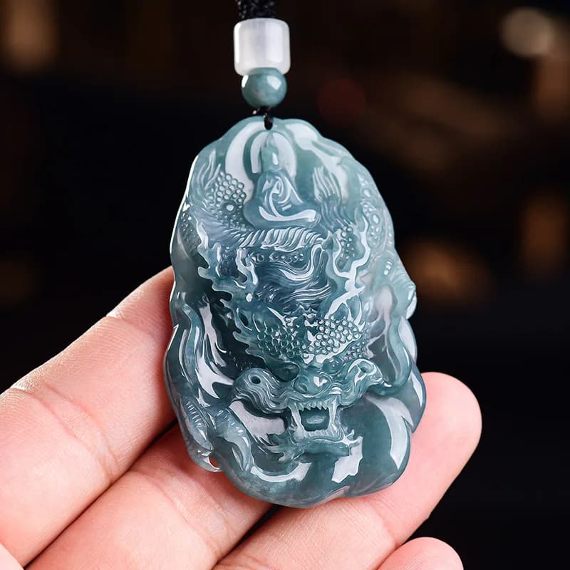 Natural Burmese Jadeite Dragon Pendant Necklace Vintage Designer Fashion Real Jade Luxury Jewelry Accessories Gifts…