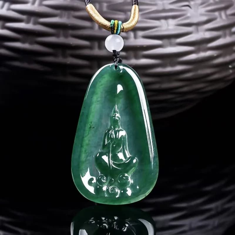 Natural Real Emerald Blue Water Buddha Pendant New Myanmar Jadeite Necklace Jewelry Charm Designer Luxury Women Certificate