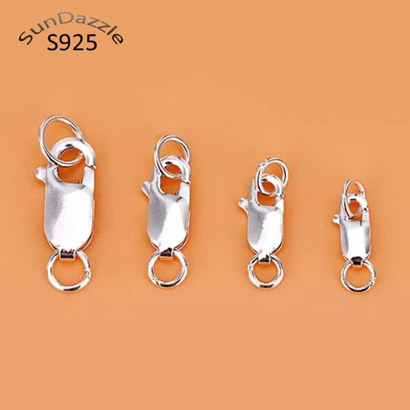 Genuine Real Pure Solid 925 Sterling Silver Lobster Clasp Hook Claw Buckle With Double Sealed Ring Connector Jewelry…