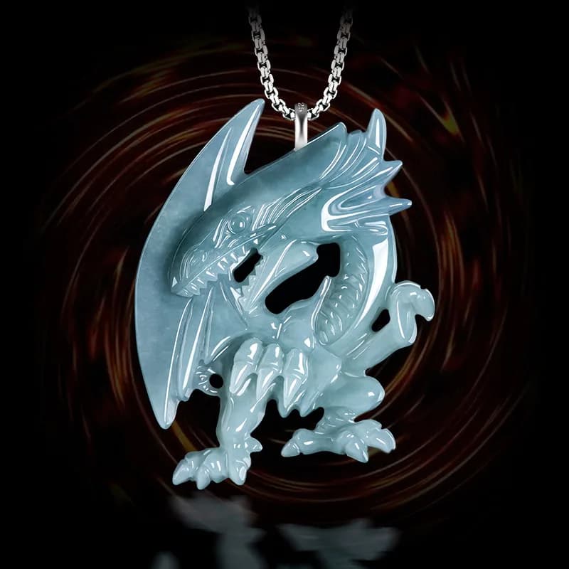 Blue Myanmar Jadeite Dragon Pendant Necklace Burmese Jade Fashion Accessories Luxury Gifts for Women 925 Silver…