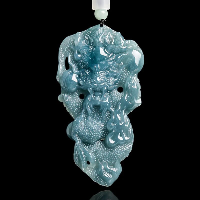 Myanmar Jadeite Dragon Pendant Necklace Stone Carved Amulet Fashion Accessories Talismans Vintage Burmese Jade Designer