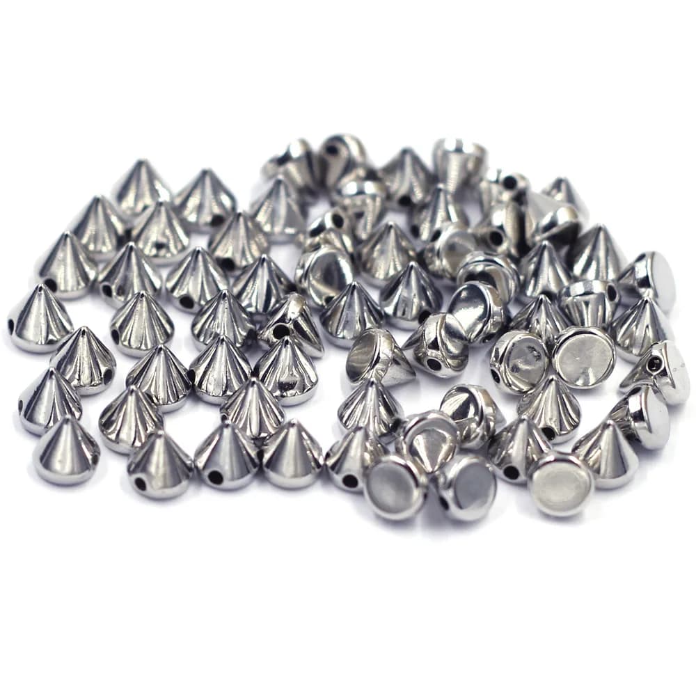 Rivets Spike Studs Spacer Beads Garment Silver Tone Cone Acrylic For Jewelry DIY Clothes Bags Dress Hats 6mm…