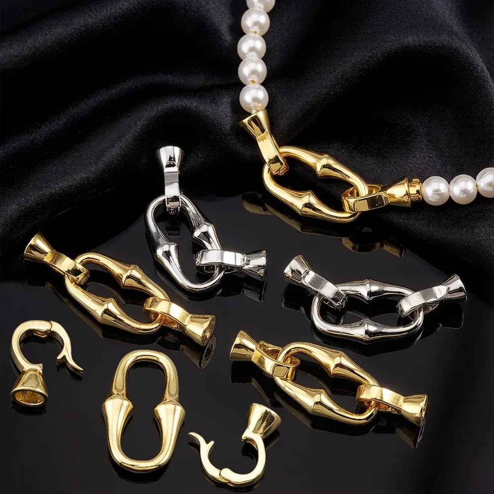 1 Pcs Copper Gold Color Plated Double-headed Bamboo Joint Buckle Pearl Necklace Bracelet Closing Buckle DIY Jewelry…