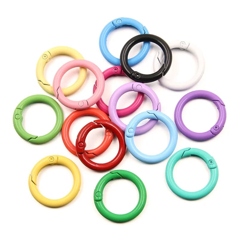 5-20pcs Colorful Spring O Rings Round Carabiner Key Ring Trigger Snap Buckle Keychain DIY Jewelry Making Bag Charm…
