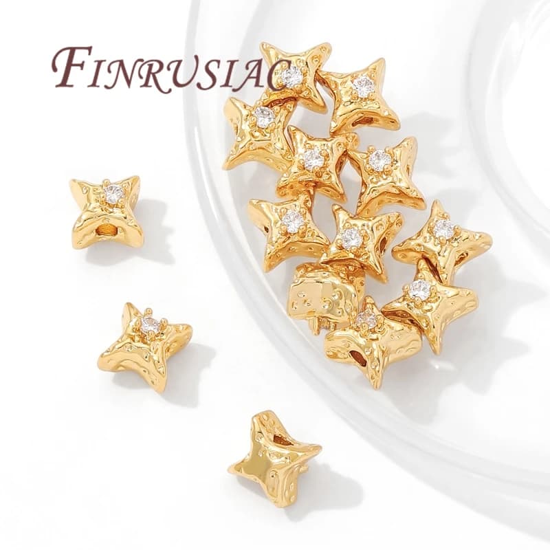 9.5mm*6mm Stars Spacer Bead 18K Gold Plated Jewelry Accessories,Beads Separators,Bracelets&Necklaces Beads