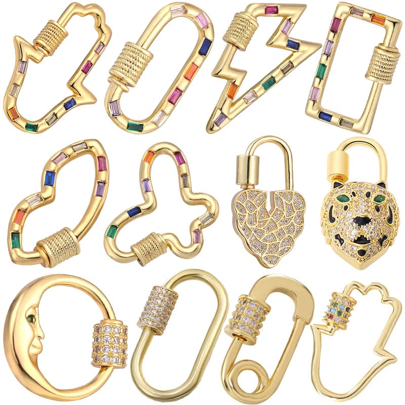 Juya Handmade 18K Real Gold Plated Decoration Screw Locks Carabiner Clasps Accessories For DIY Needlework Pendant…