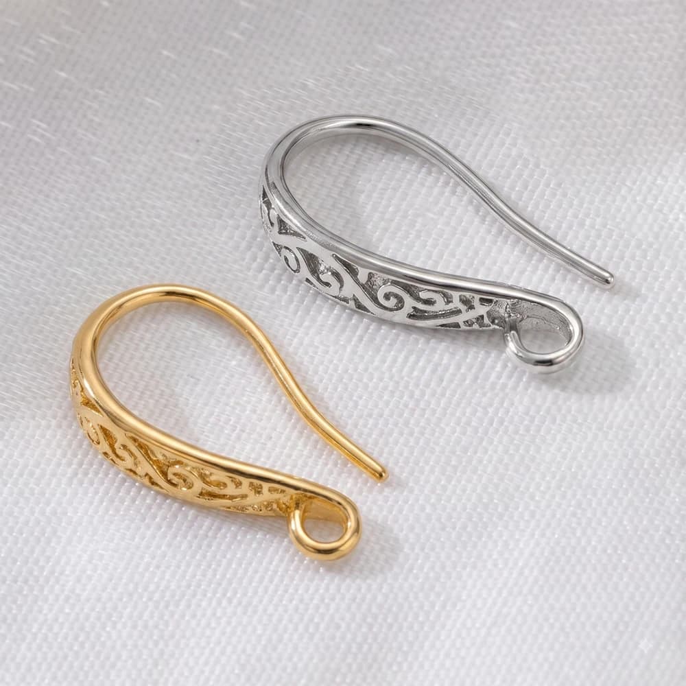 4/8/12pcs 18K Gold Plated Brass Print Earring Hook Ear Wire For Earring Making,Hook For Earrings,DIY Earrings Making…