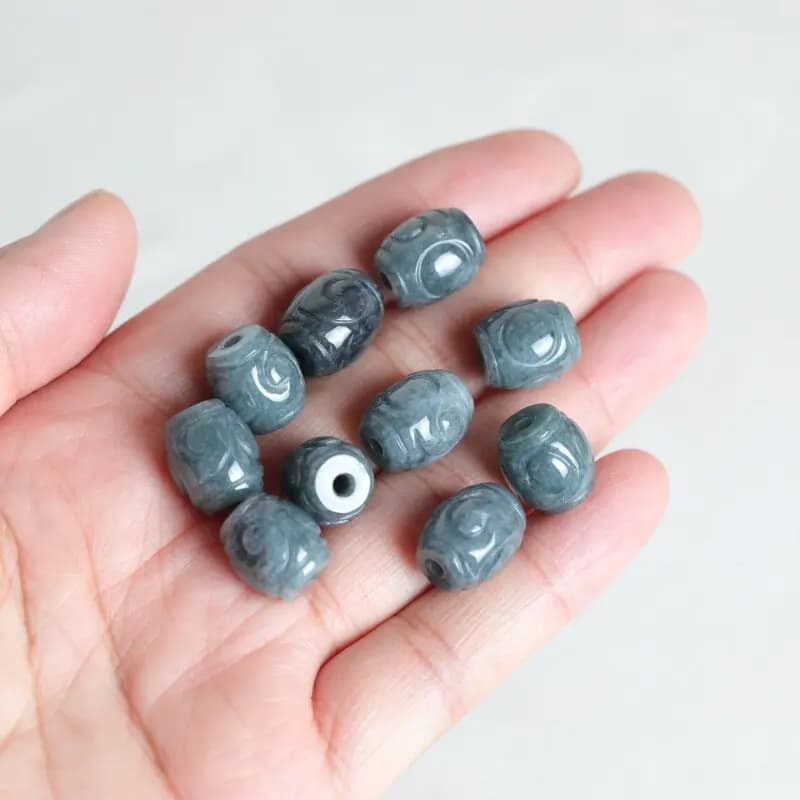 5PC Natural Blue Water Jade Ripple Bucket Beads DIY Bracelet Earrings Charm Jewellery Fashion Accessories Amulet Gift…
