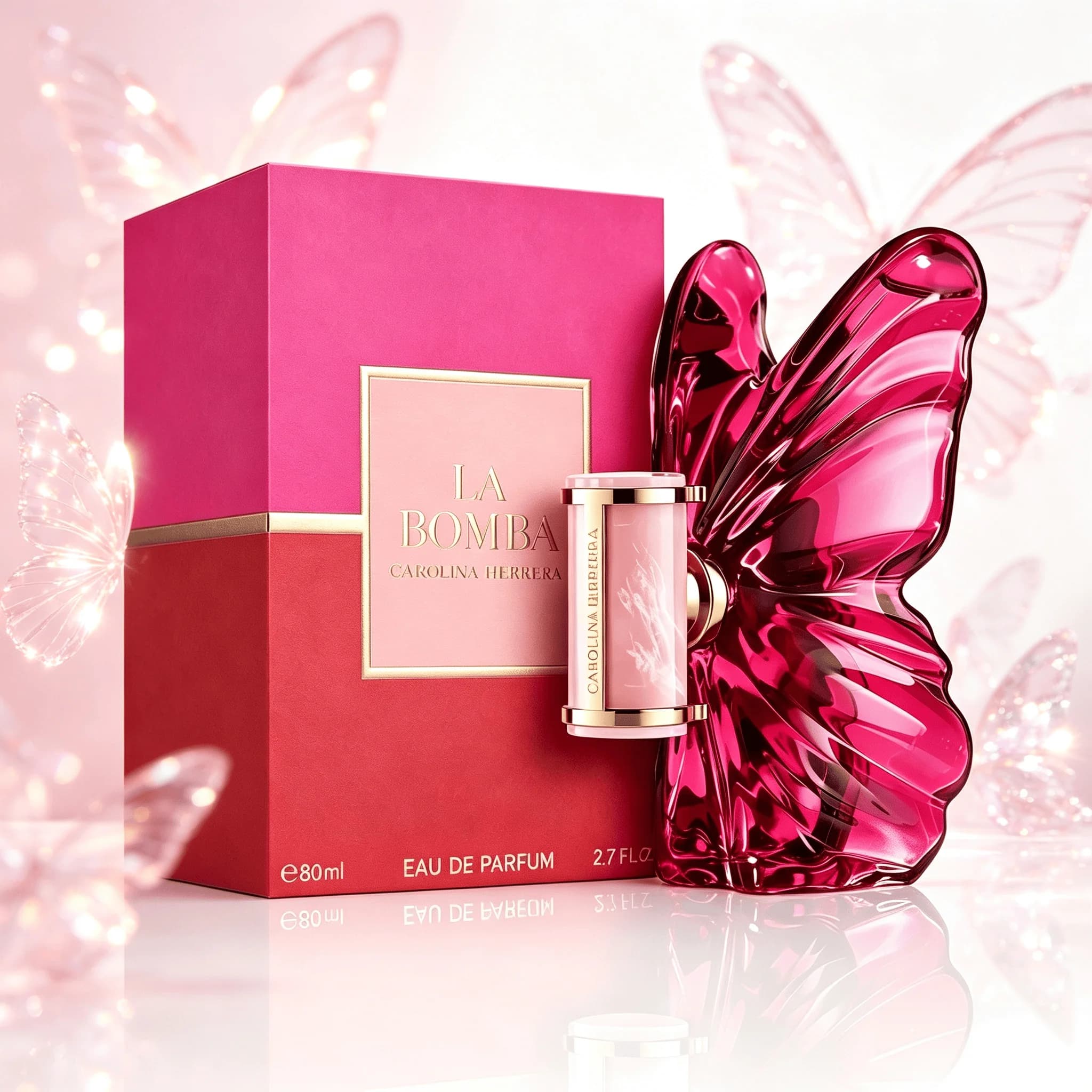 Carolina Herrera La Bomba Eau De Parfum 80ml Pink Butterfly Bottle Unisex Perfume Fruity Floral Scent Long Lasting…