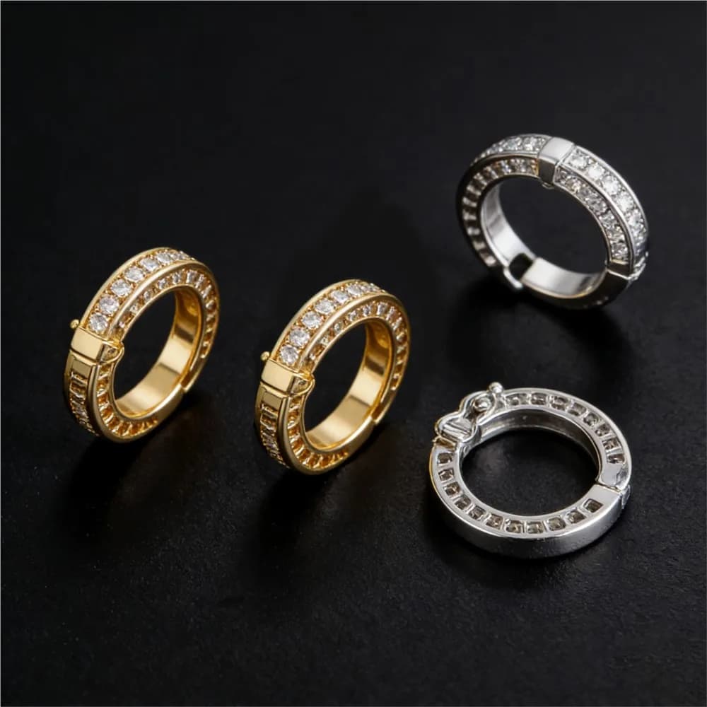 2pcs Round Connector Buckles Pearl Clasps Fasteners With Zircon Keyrings For DIY Bracelet Necklace Keychain Making…