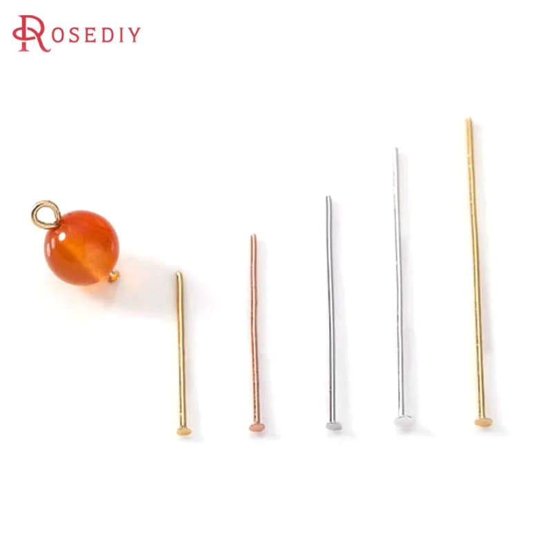 16MM 18MM 20MM 25MM 30MM 40MM 45MM 50MM 18K Gold Color Brass Flat Pins Eye Pins Connect Beads Pins Jewelry Accessories Findings