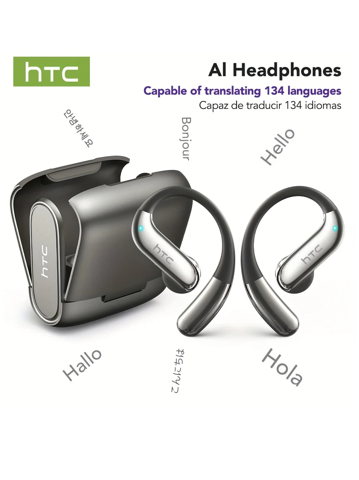 Open-ear Bluetooth Headphones HTC 30 Hrs Playback Wireless Earphones Noise Canceling Earbuds Clear Sound Quality for…