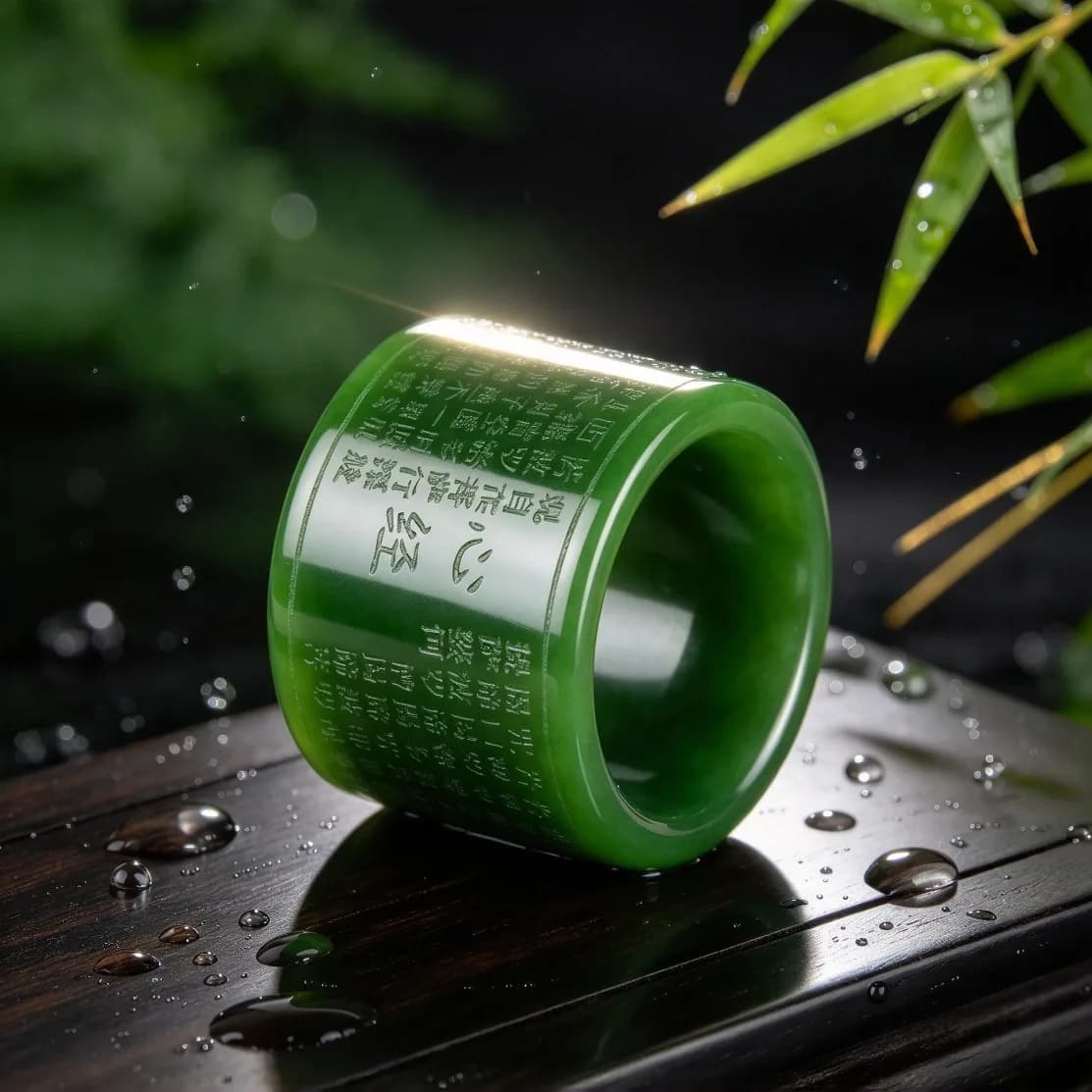 Natural Green Jade Heart Sutra Ring Buddhist Mantra Meditation Amulet Finger Band Men Women Daily Wear Spiritual Lucky…