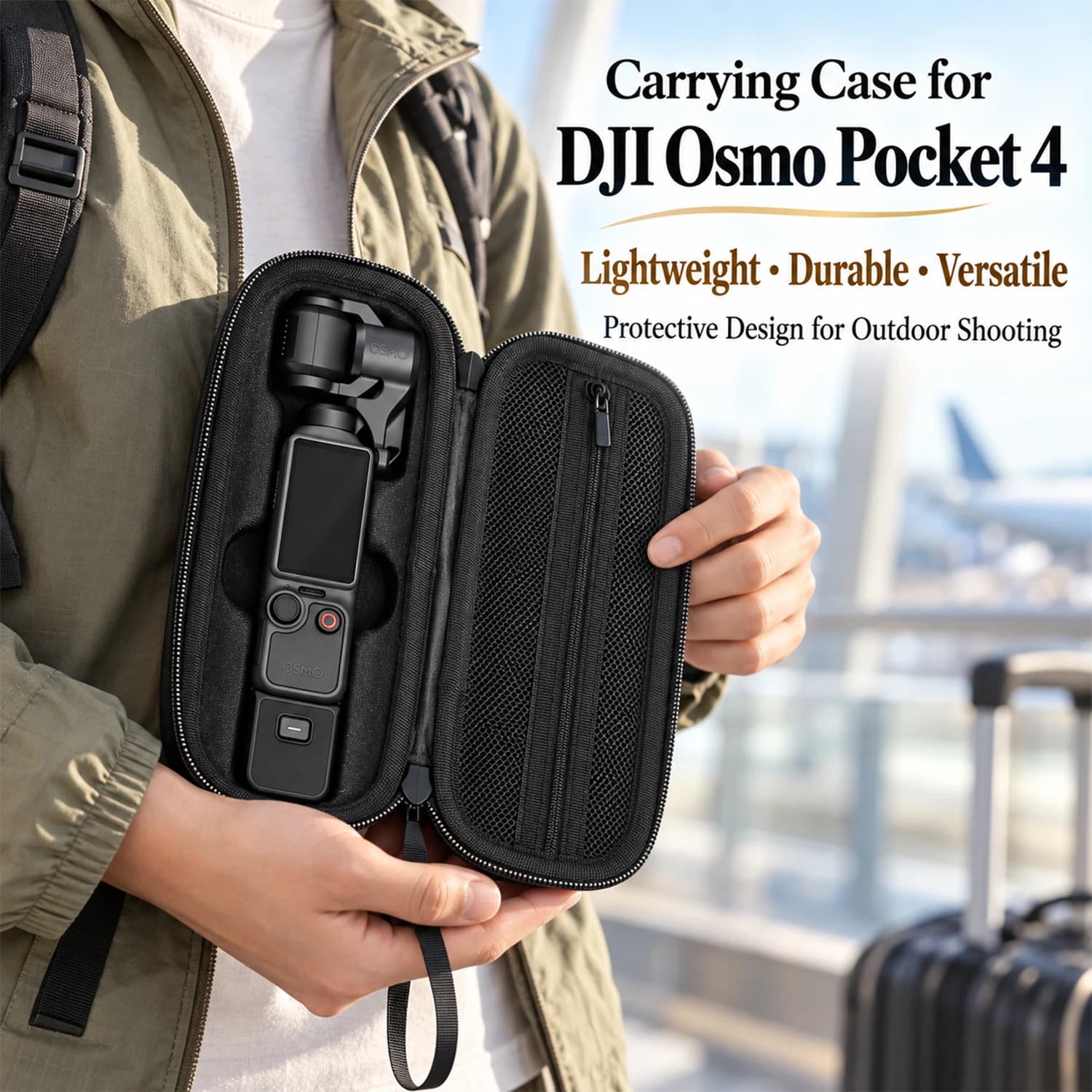 Carbon Fiber Hard Camera Carrying Case for DJI Osmo Pocket 4 Portable Shockproof Storage Bag for Pocket 3 Gimbal Camera