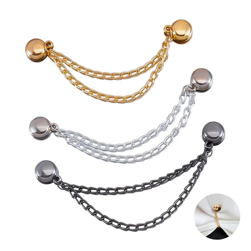 1pc 2pcs 4pcs 8pcs Tuck Waist Design Metal Chain Magnetic Buckle Long Pant Sleeve Shorten Free-suturing Fixed Alloy…