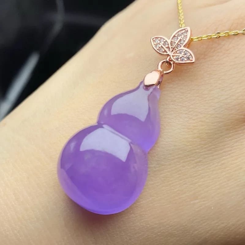 Pendant, Ice-Type Old Mine Jade, Violet Gourd Ornament, High-End Light Luxury Style, Perfect Gift for Your Best Frien