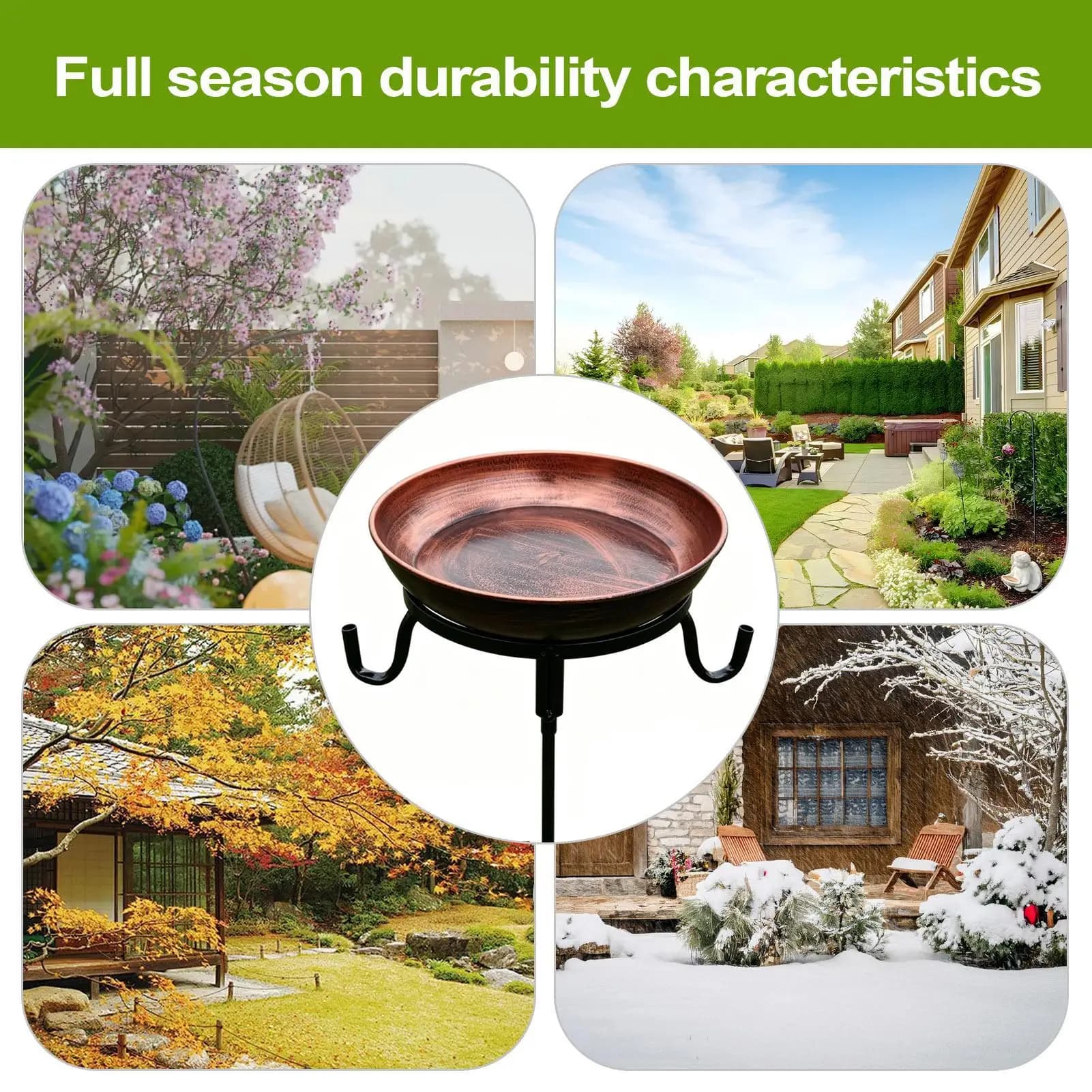 Metal Bird Bath Vintage Metal Feeder Outdoor Bird Bath Water Bowl For Garden Yard Patio Pathway Lawn Ground Park…