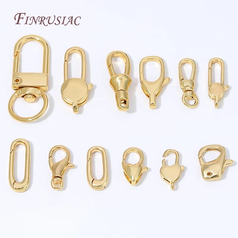 18K Gold Plated Mini Heart Spring Clasp,Lobster Clasp DIY Jewelry Making Findings Necklace Bracelet Connector Hook…