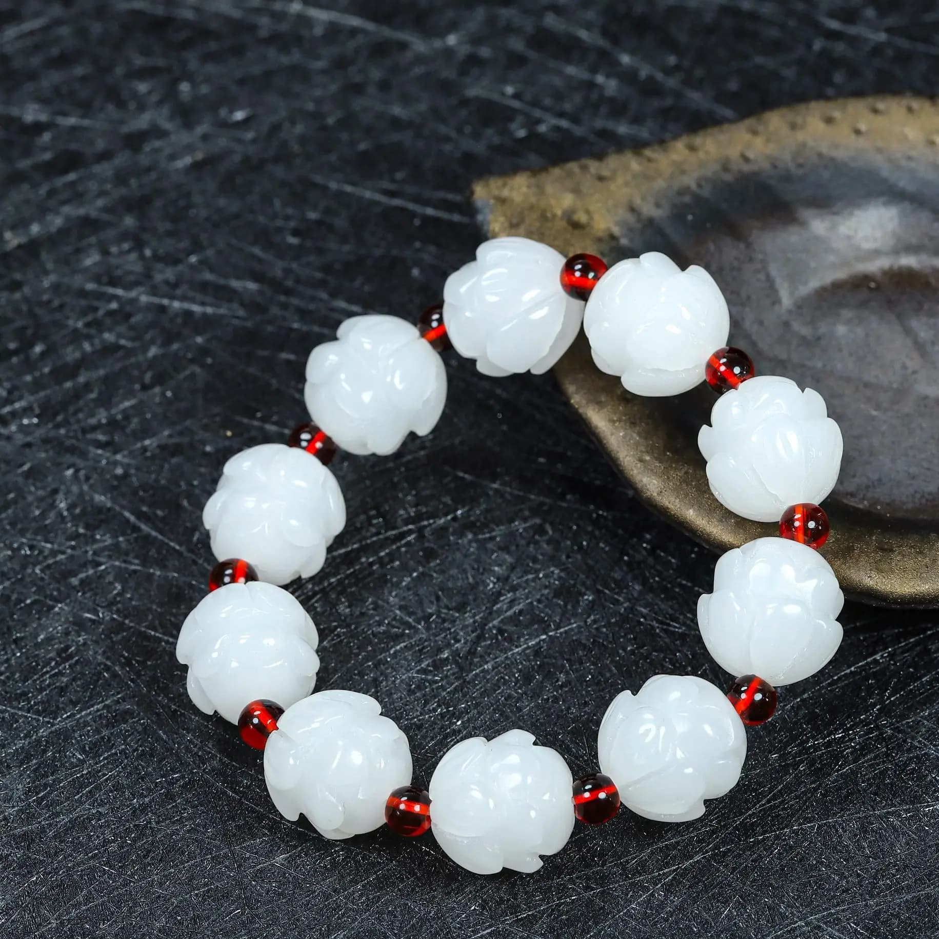White Real Jade Lotus Bracelet Accessories Designer Jewelry Natural Bangle Amulet Fashion Talismans Gifts for Women
