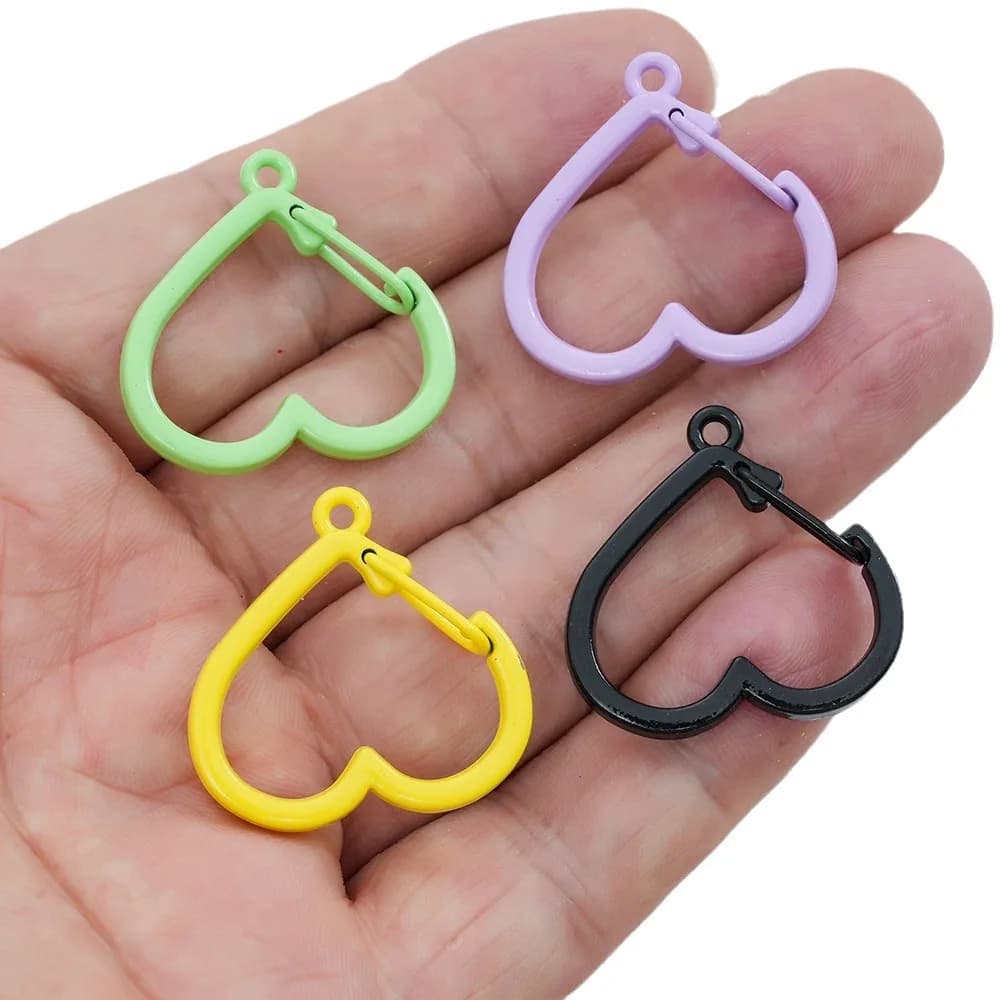 5pcs Colorful Metal Iron Keychain Keyrings Rotating Buckle Heart Lobster Clasps Hooks For Jewelry Making Key Chains…