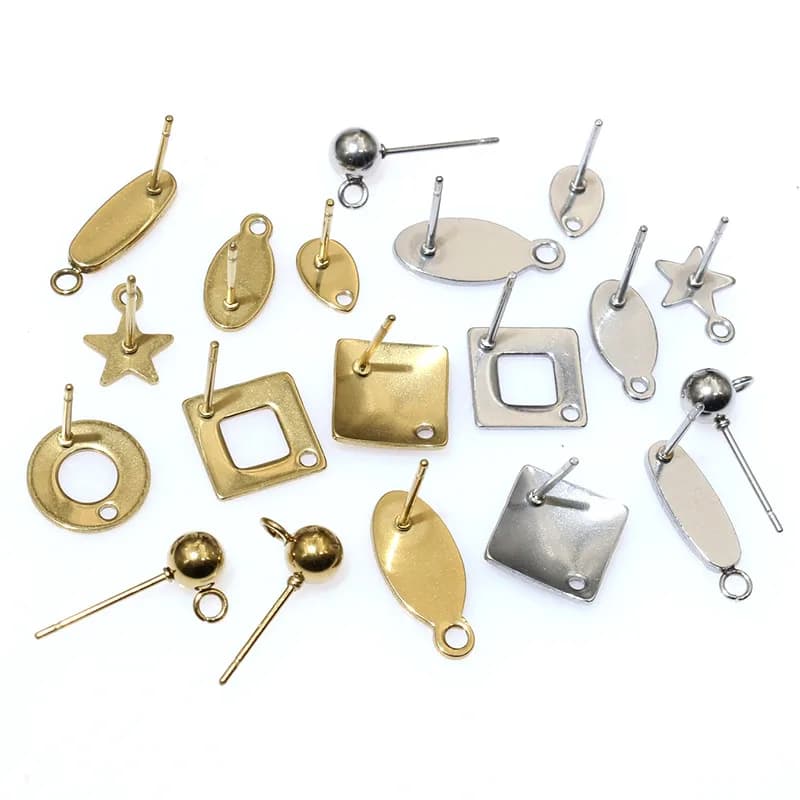 20pcs Stainless Steel Craft Earring Studs Geometric Polygonal Earrings Posts Connector For DIY Earring Jewelry Making…