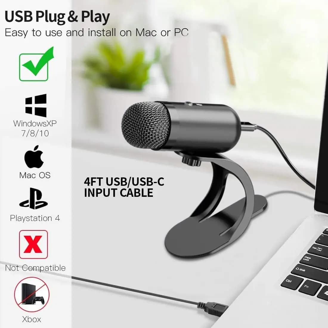 Professional USB Microphone Condenser conference Microphone Desktop Plug and Play Gaming MIC for YouTube Streaming…