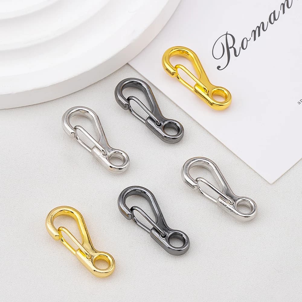 10pcs/lot Metal Snap Hook Mini Clips Spring Gate Leather Tiny Pet Leash Bag Strap Webbing Keychain Hooks DIY Jewelry…