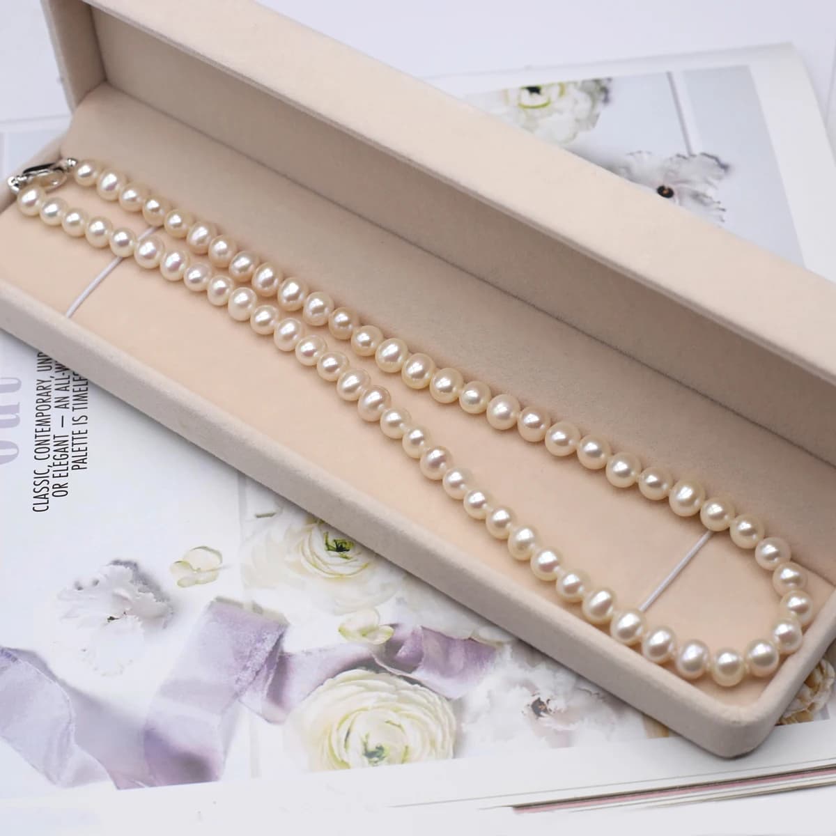 Real Natural Freshwater 100%Pearl Necklace 7-8mm White Round Pearl Beaded Necklaces For Women Jewelry Charms…