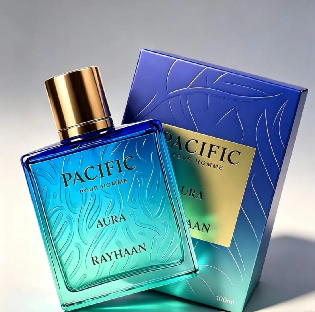 Rayhaan Pacific Aura Unisex Perfume Spray, 3.4oz/100ml, aromatic aquatic scent, long-lasting fragrance, citrus mint…