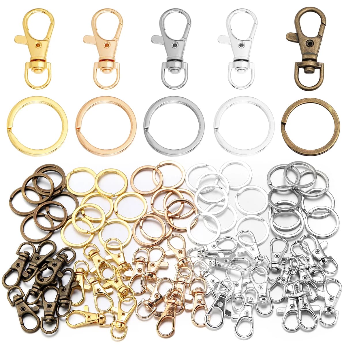 10Sets Alloy Swivel Lobster Clasp Hooks With Split Key Ring Snap Hooks For DIY Keychain Bag Hang Doll Jewelry Making…