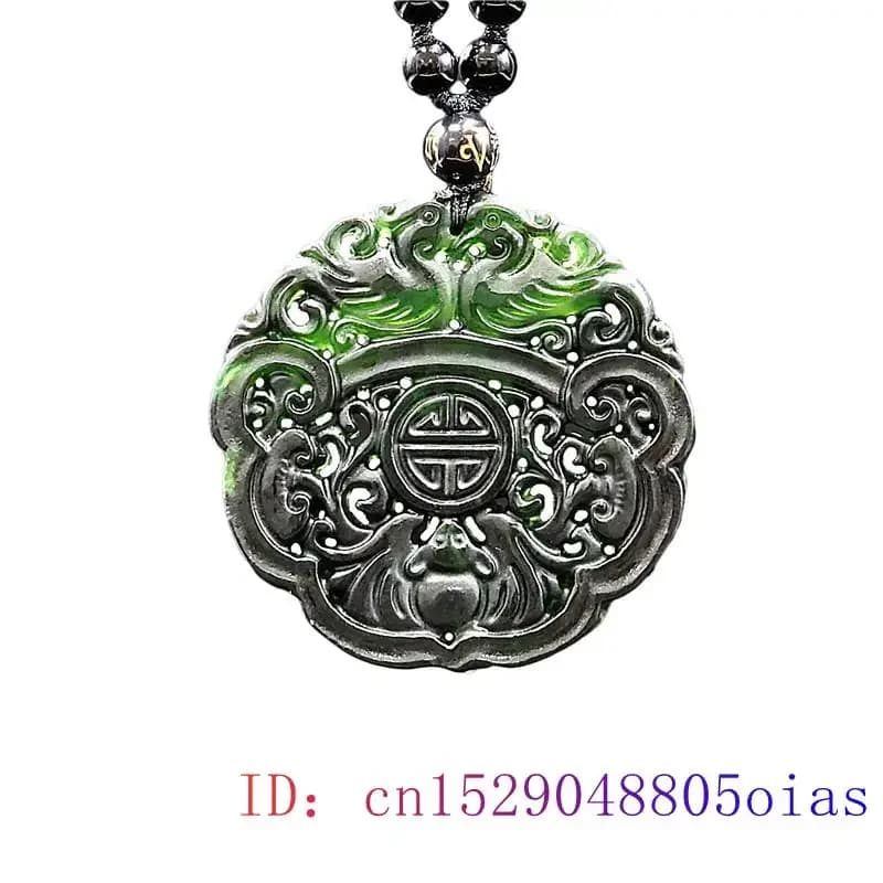 Black Green Jade Mandarin Duck Pendant Carved Necklace Chinese Gifts Natural Gemstone Charm Jewellery Fashion Amulet