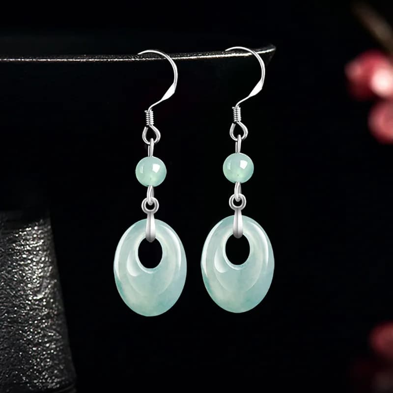 Myanmar Jadeite Ring Earrings 925 Silver Gifts for Women Natural Jewelry Accessories Carved Gemstone Real Jade Talismans