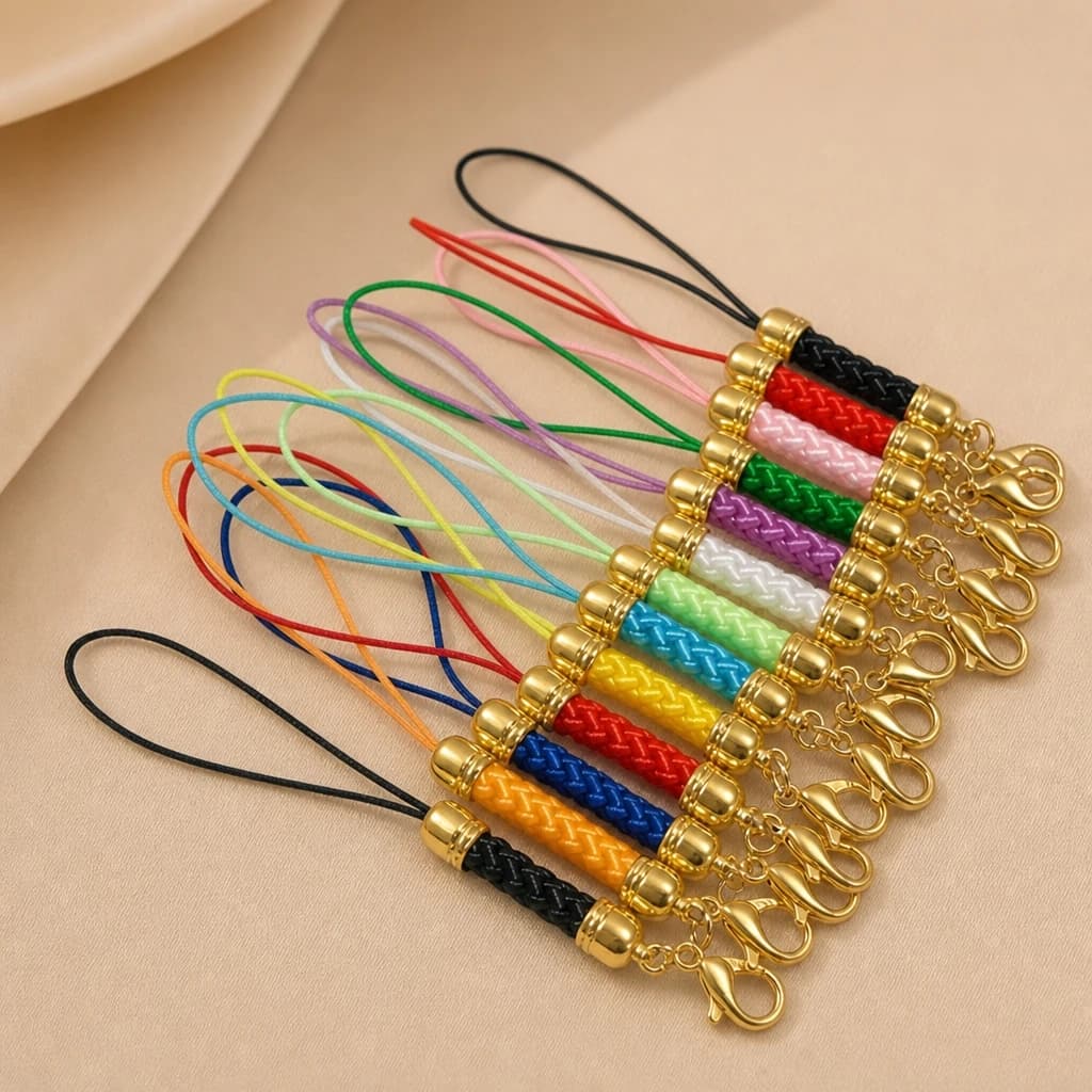 10Pcs Gold Lobster Clasp Lanyard Strap Mobile Cords Charm Nylon Key Ring Chain For DIY Keyring Rope Jewelry Making…