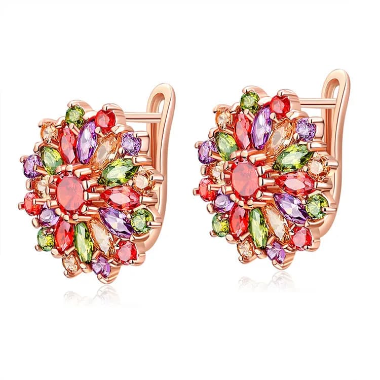Natural Crystal Flower Earrings Real Jewelry Carved Gemstone Vintage Designer Talismans Rose Gold Plated Stone Gifts…