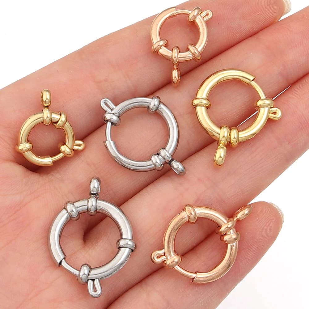 2pcs 316 Stainless Steel Sailor Clasps Round Spring Clasps Hooks For DIY Jewelry Making Bracelet Necklace End Clasps…