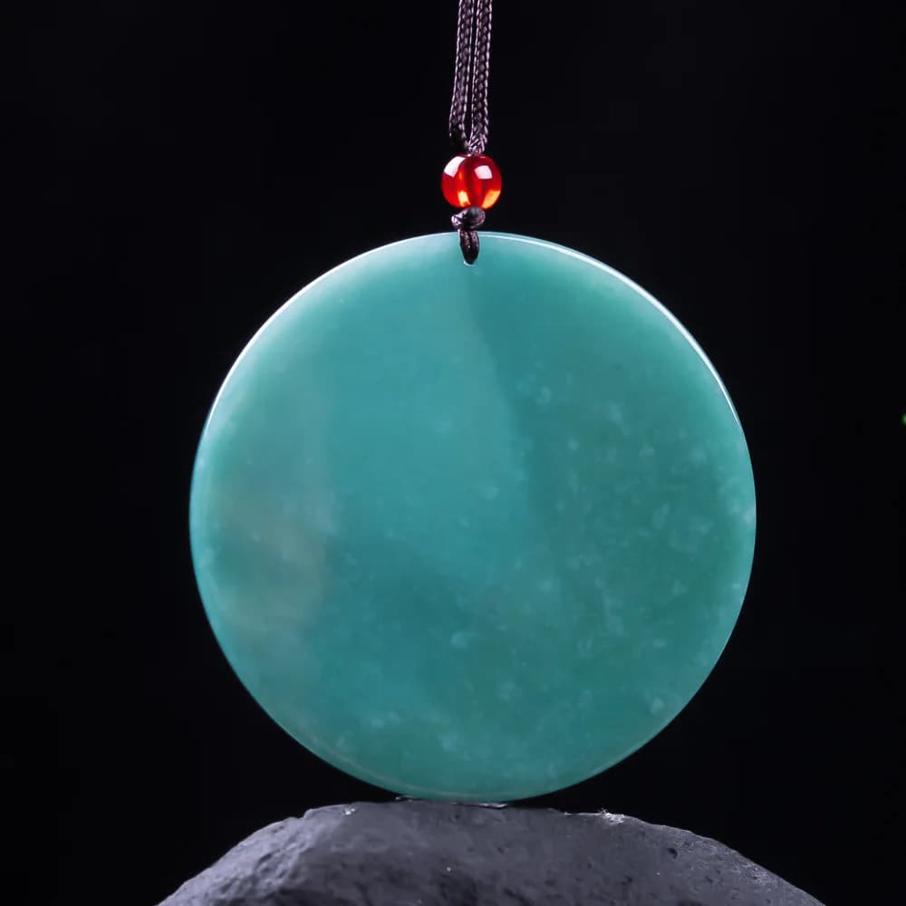 Natural Jadeite Blue Water Emerald Peaceful Card Pendant Necklace Exquisite Carved Charm Jewelry Fashion Amulet Gifts Men Women