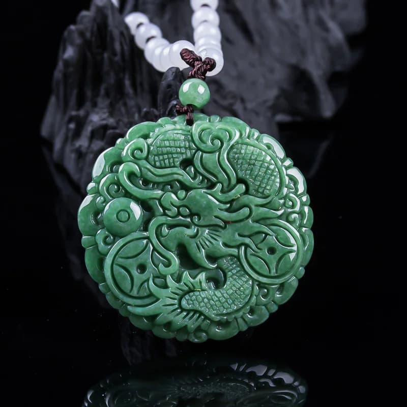 Natural A-grade blue water dragon , auspicious and prosperous, ice jadeite, unisex pendant