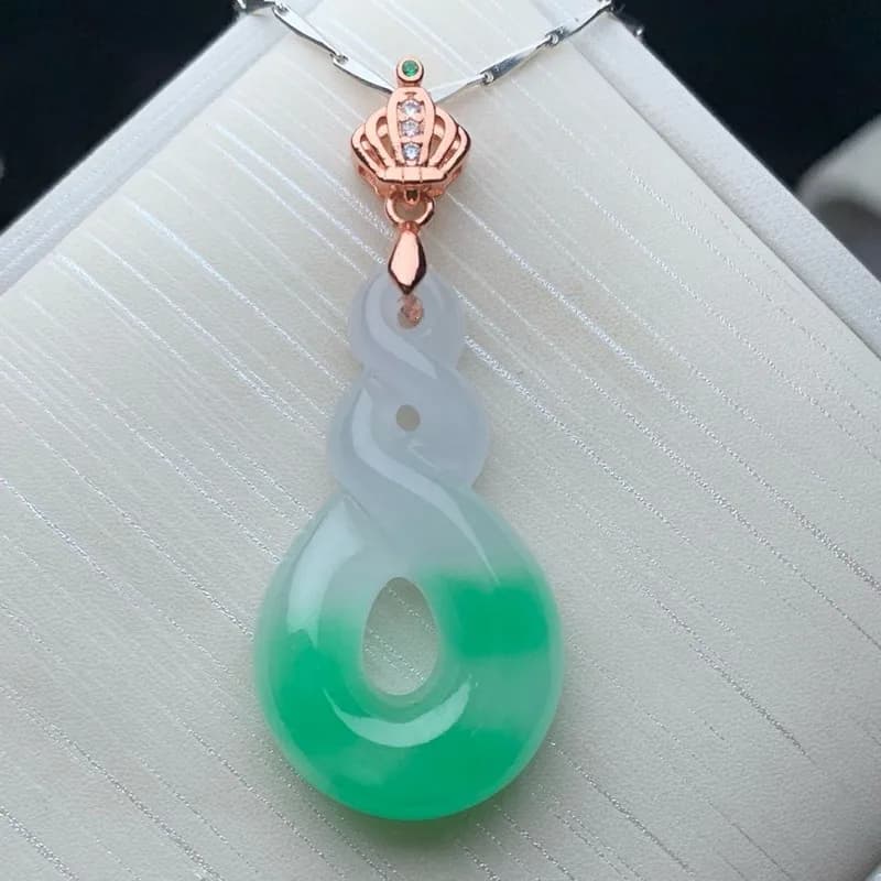 Jade Ice Type with Floating Emeralds, Old Mine Emerald Color, a Pendant Necklace That Transforms Your Look