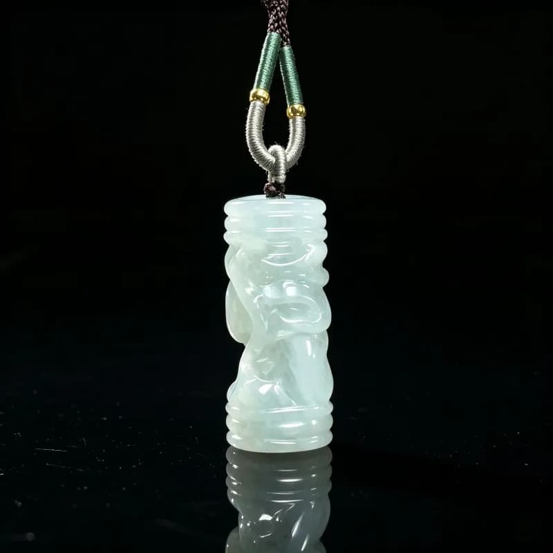 Natural Emerald Jade Zodiac Dragon Pillar Pendant Carved Charm Jadeite Jewelry Fashion Amulet Gifts for Men Women Certificate