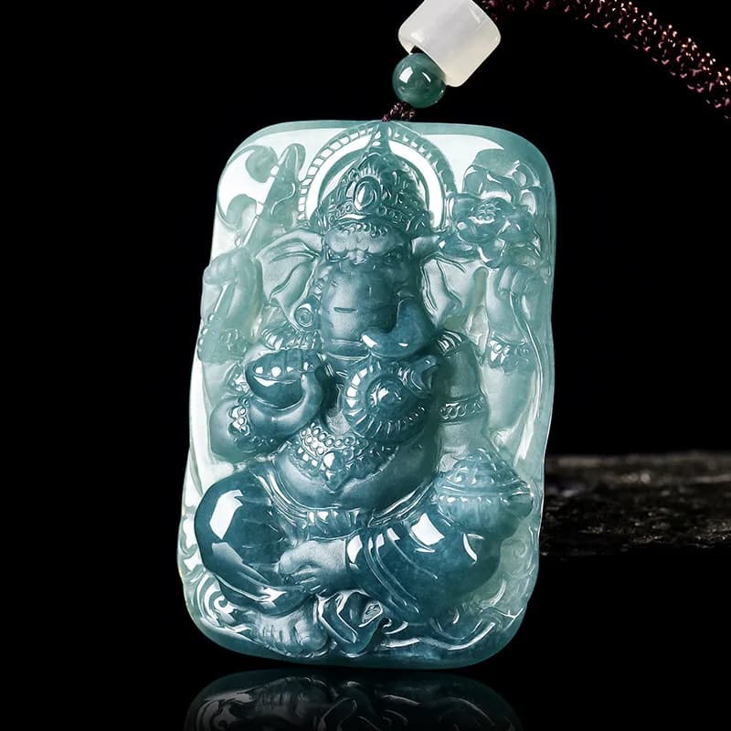 Myanmar Jadeite Ganesha Pendant Carved Amulet Gifts for Women Designer Jewelry Necklace Luxury Vintage Fashion Real…