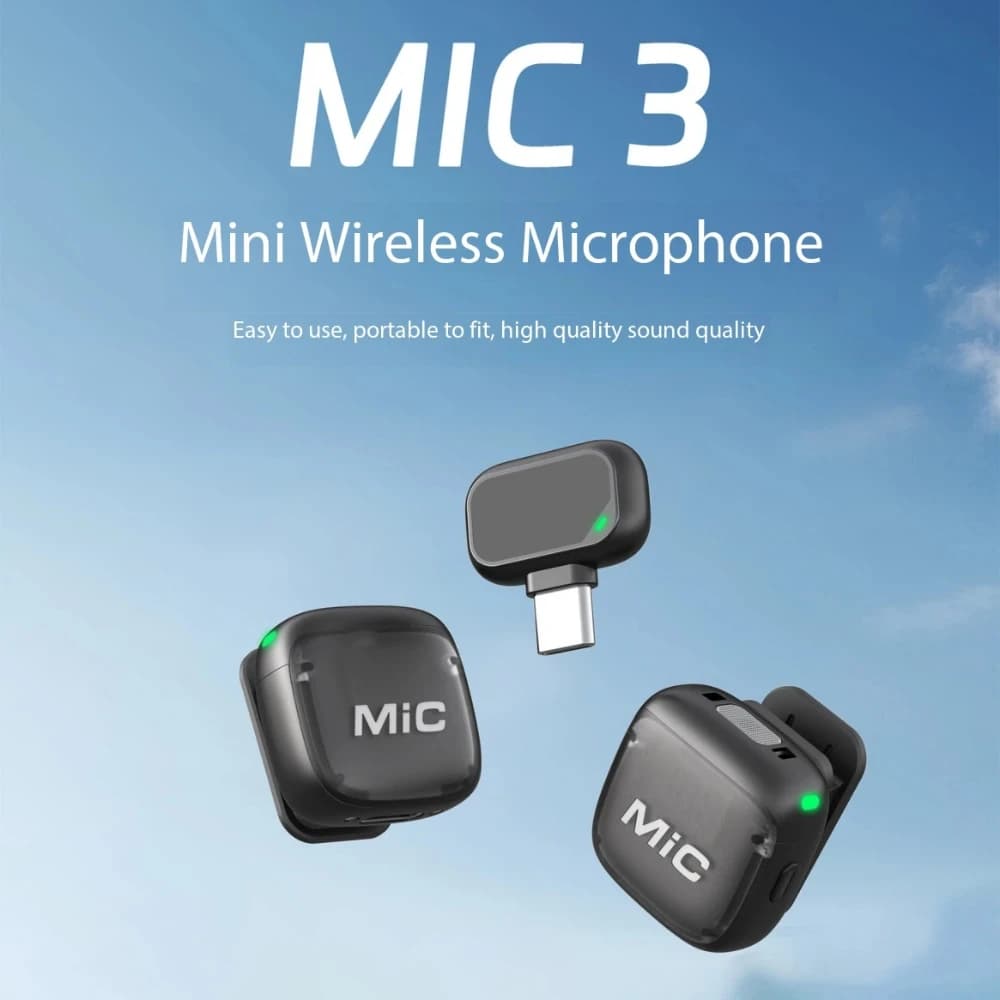 New MiC3 Wireless Collar Clip Microphone, Clear Voice AI Smart Noise Reduction, Portable Outdoor Live Recording And…