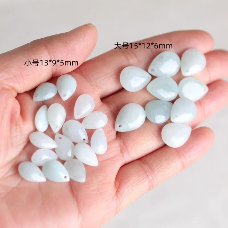 5PC Natural Jade Emerald Water Droplet Beads Accessories DIY Earrings Pendant Charm Jewellery Fashion Hand-Carved…