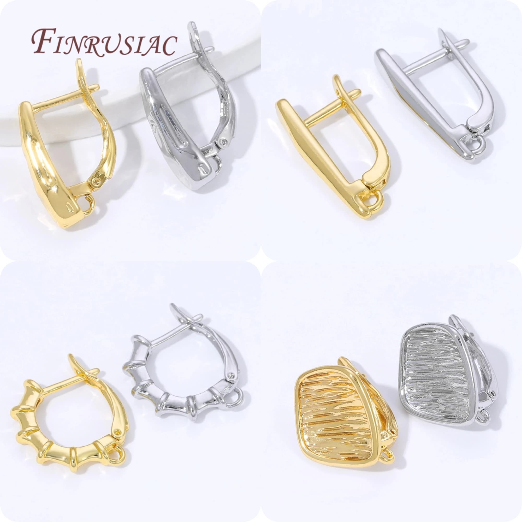 Multi Style Leverback Earring Hooks 18K Gold Plated French Ear Clasp with Open Loop DIY Earring Findings Jewelry Making