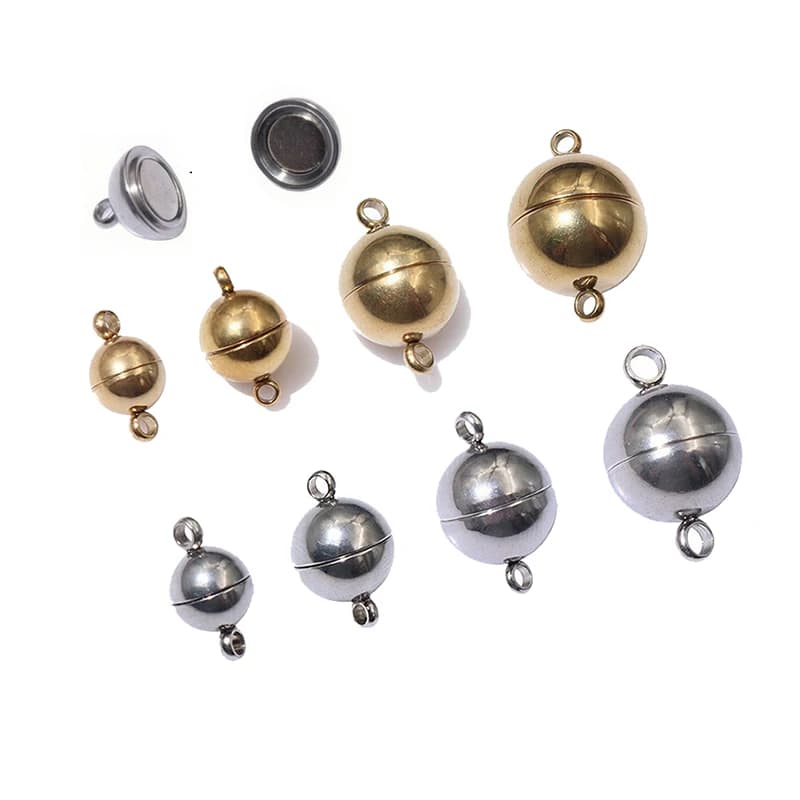 5Pairs 6/8/10/12mm Round Stainless Steel Magnetic Connector Clasps Bead Charms End Caps for DIY Bracelet Necklace…