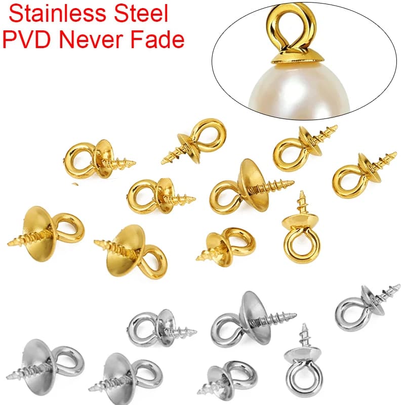 20pcs Stainless Steel Pearl Pendant Hooks Connectors Eye Pins Charms Clip Pinch Bail Clasps For DIY Jewelry Necklace…