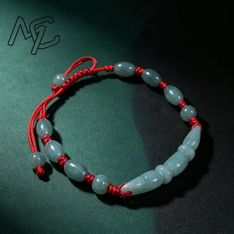 Natural Blue water Jade Burma Emerald Lotus Root Knot Beads DIY Bracelet Round Hand Weaving Jewellery Fashion Woman Luck Amulet